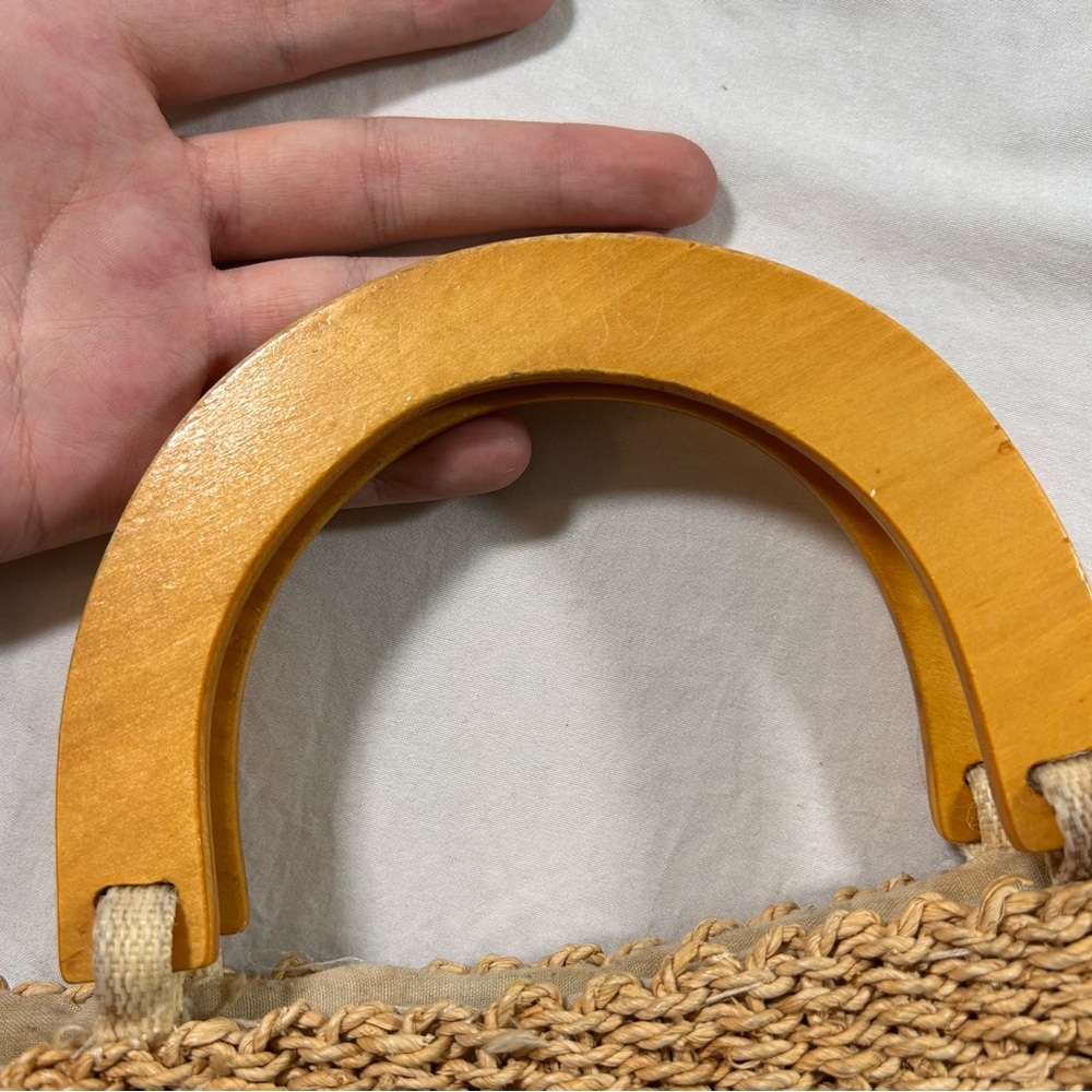 Faded Glory Rattan Tan and Brown Woven Clutch - Picture 2 of 6
